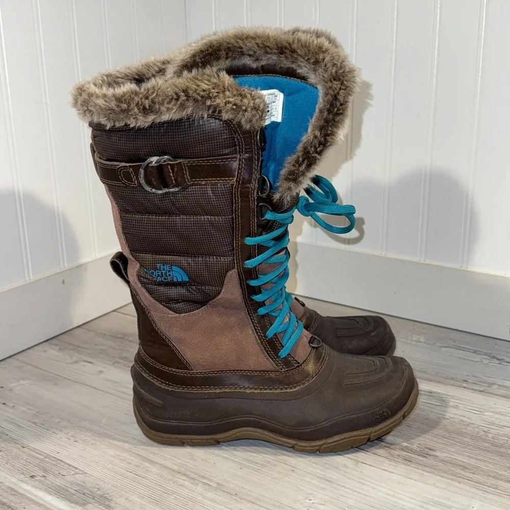 The North Face Brown Faux Fur Snow Boots Primaloft Womens Size 6